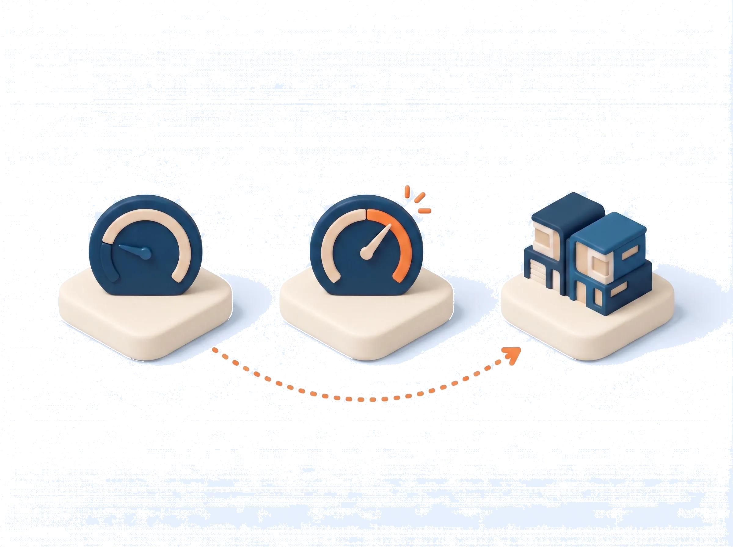 Three gauges on cream pedestals with the middle needle in the orange zone beside a townhouse, showing a project meeting the seven property development funding criteria